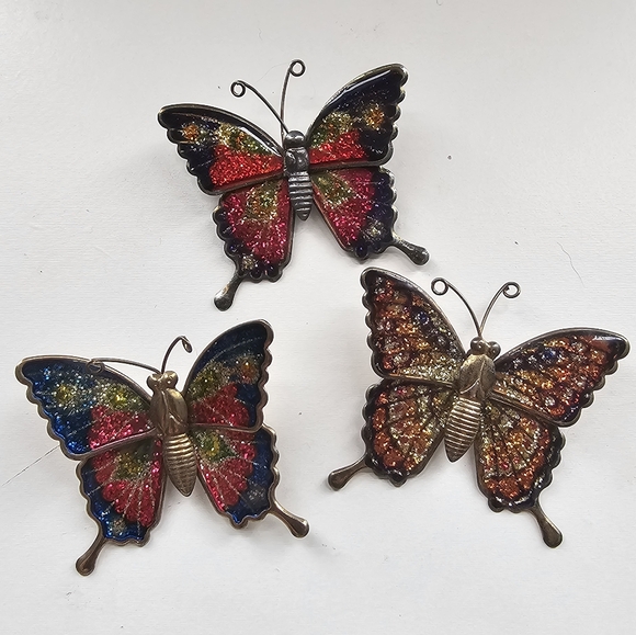 Jewelry - Vintage 70's Colorful Butterfly Pins